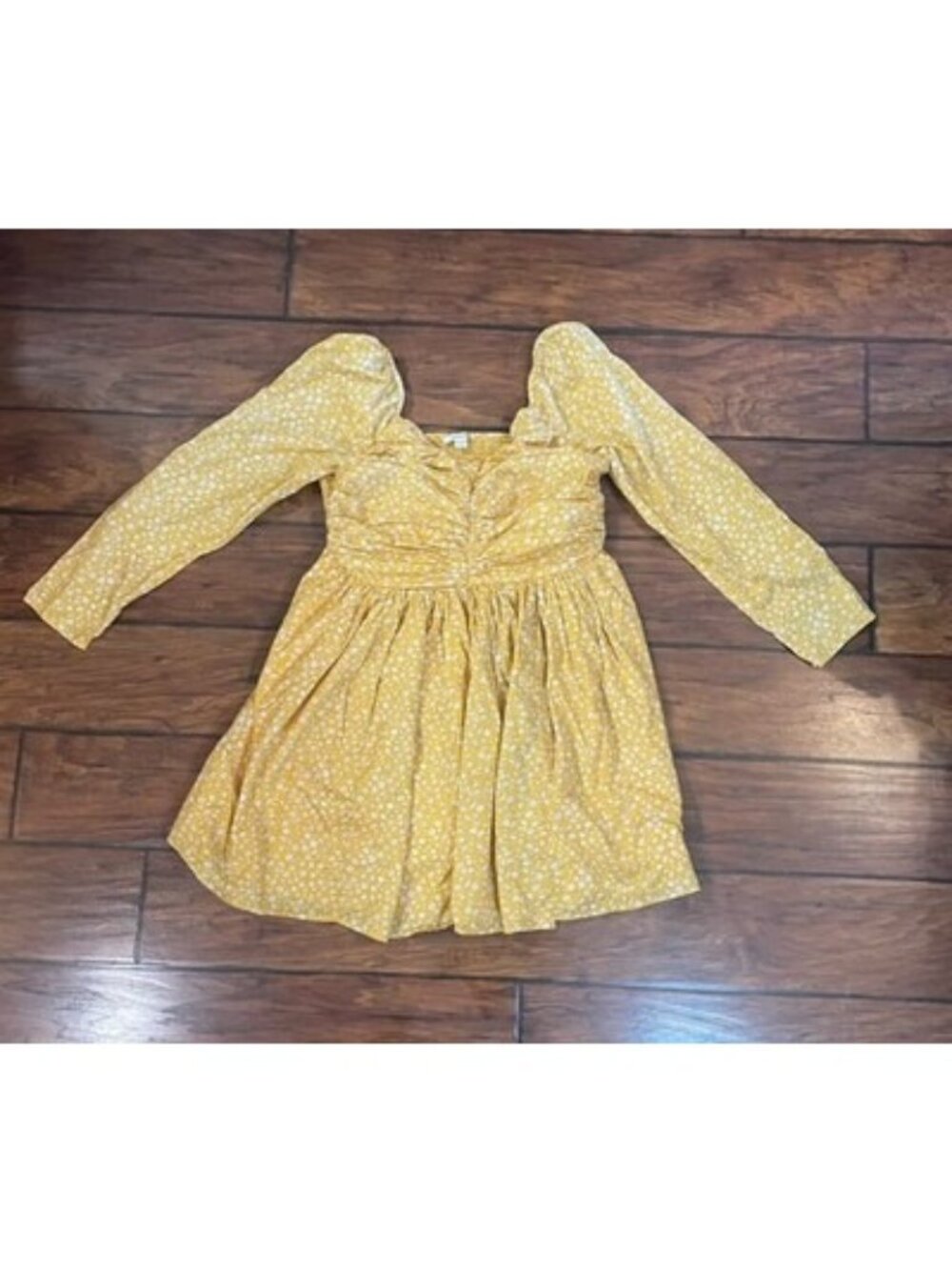 Womens Juniors XL American Eagle Mini Dress Yellow Cottage Y2K Coquette Boho